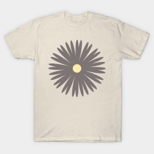 Flower 1, Minimalist Abstract Floral in Yellow and Dark Taupe T-Shirt